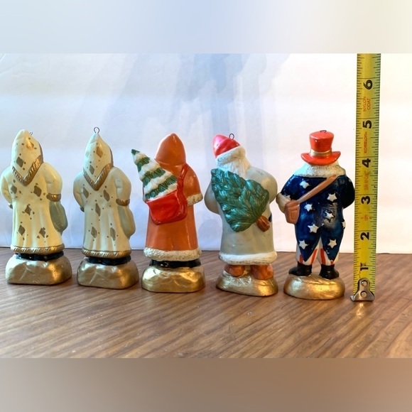 Set Of 5 MSR Imports Santa Ornaments Vintage Look Ceramic 1991 Taiwan 4 3/4” - Picture 6 of 7